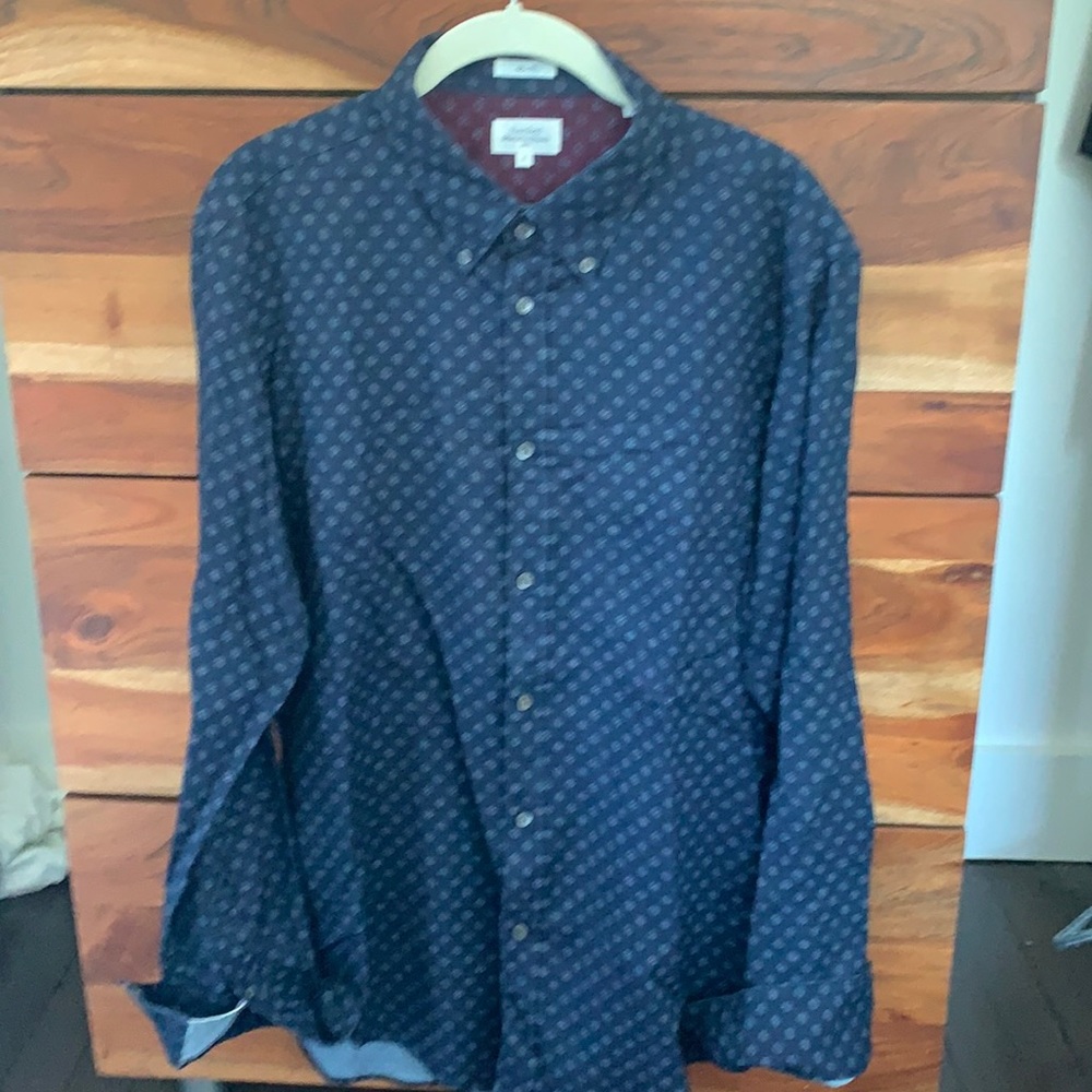 Hartford XL slim fit button down - navy w/pattern